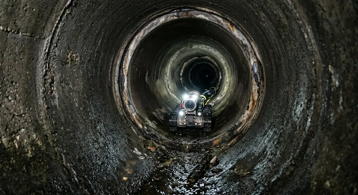 Robotic sewer camera inspecting pipe interior for Sewer Line Cleaning in Atlantic